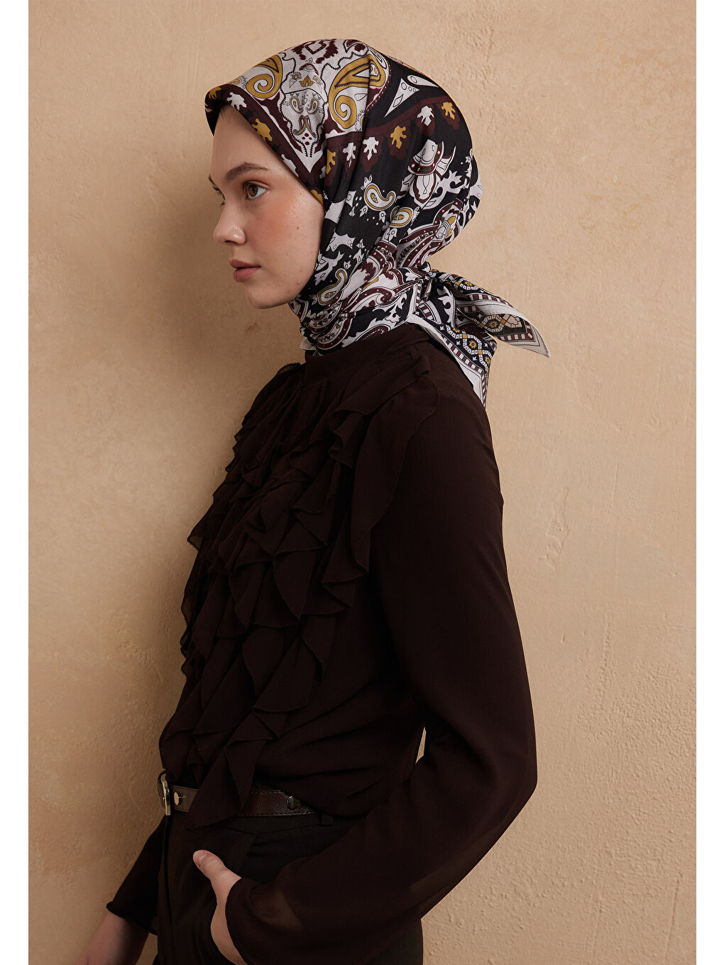 Lena Desen Pamuk İpek Eşarp Siyah-2