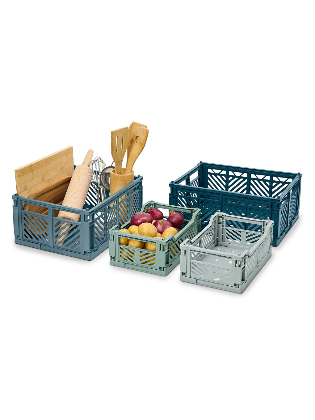 Yeşil 4 Adet Katlanabilir Düzenleyici Sandık-1