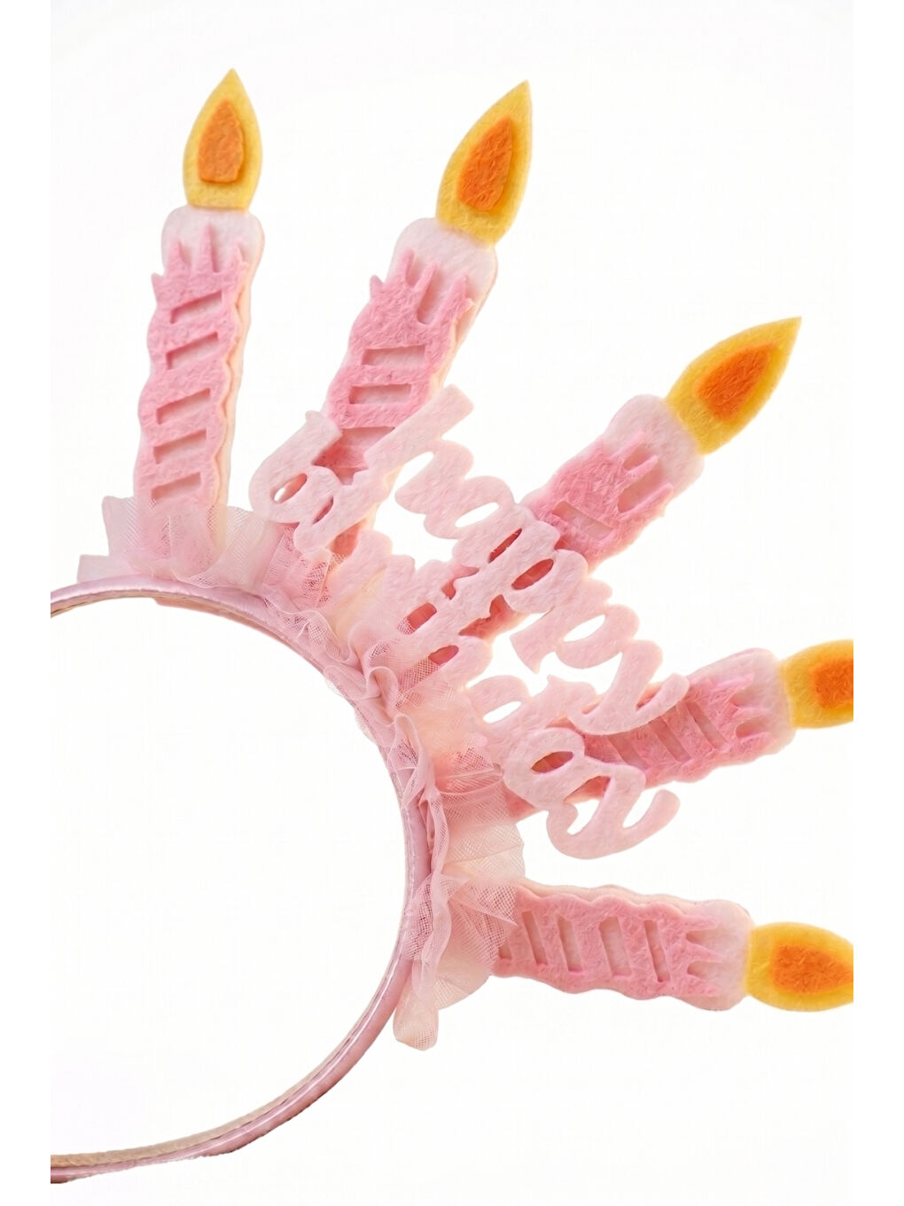 Pembe Mum Temalı Happy Birthday Kız Çocuk Parti Tacı-1