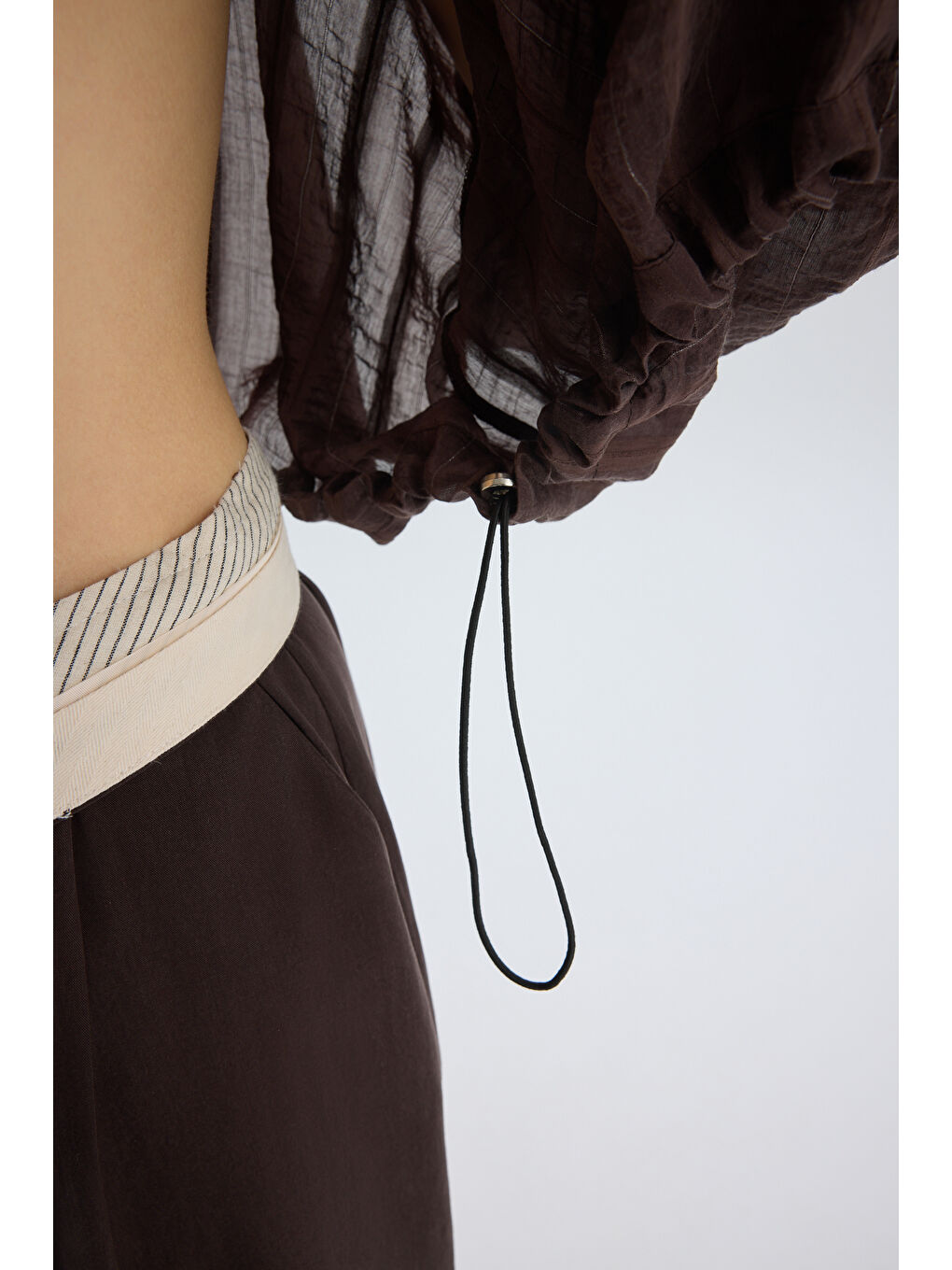 Kahverengi Claps İnce Kahve Kısa Gömlek-7