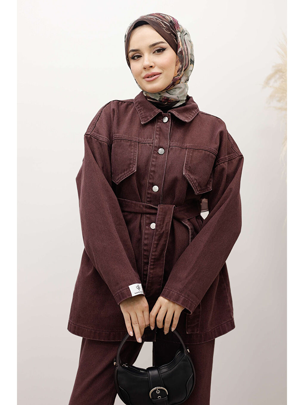 Kemerli Denim Takım TSD250231 Bordo-1