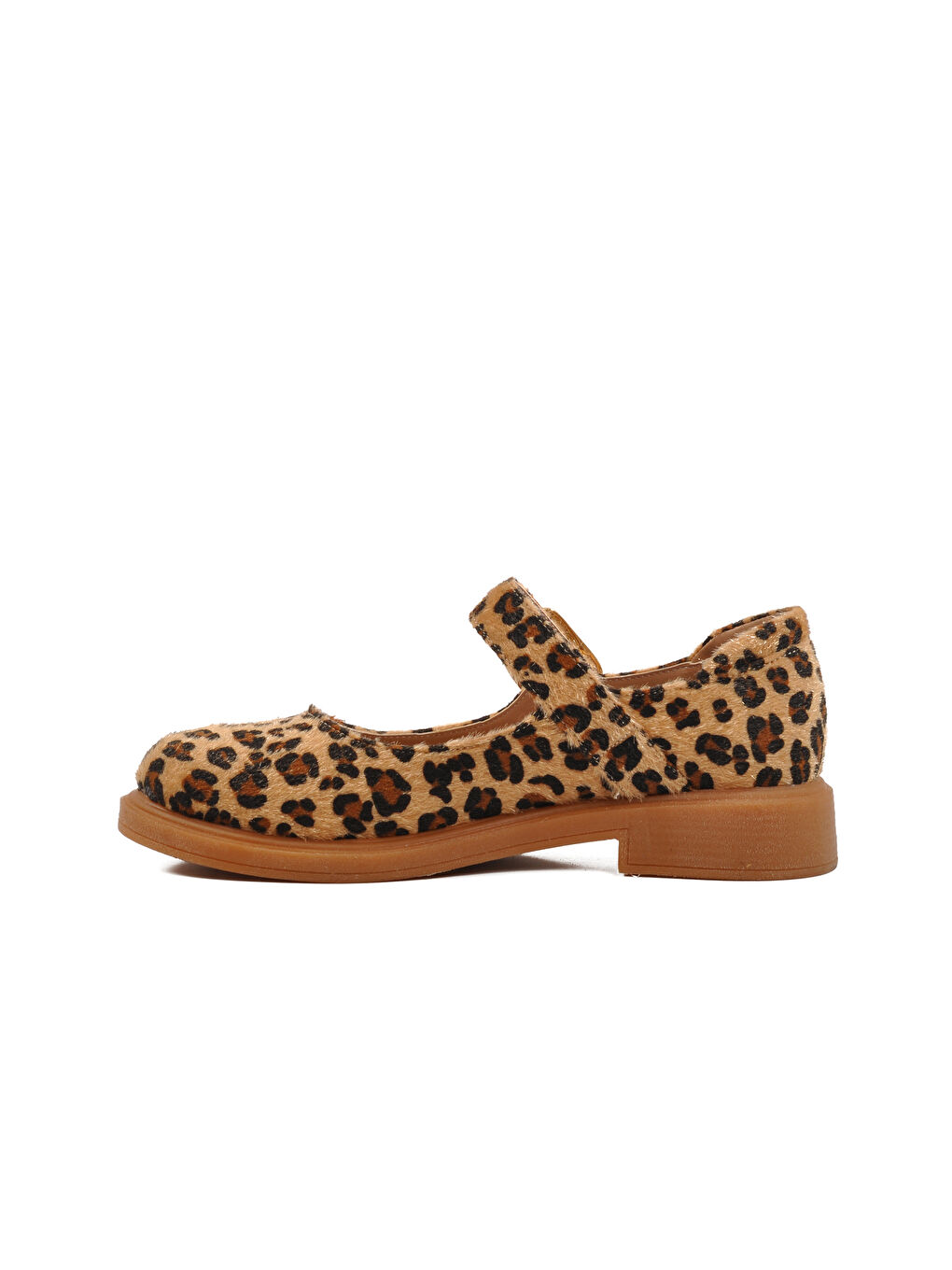 Kahverengi Kahve Leopar Desenli Kemerli Kadın Babet 572407 Z-1