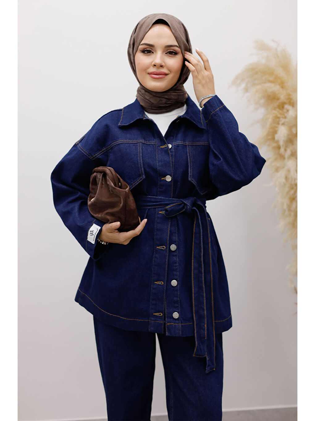 Kemerli Denim Takım TSD250231 Koyu Mavi-4