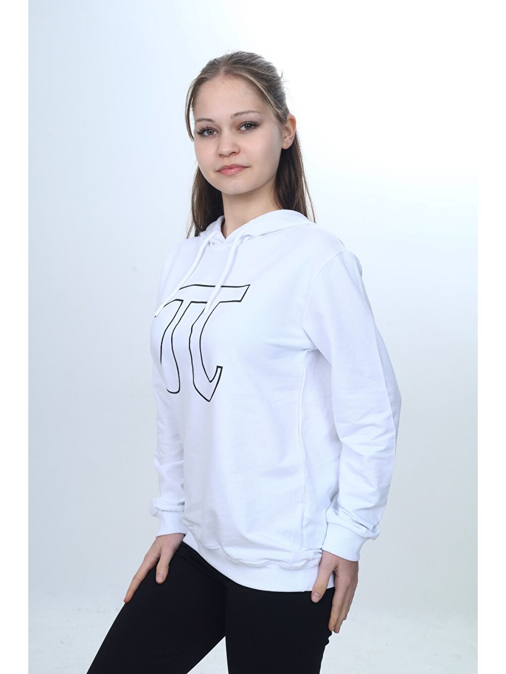 Beyaz Unisex Çocuk Pi Sayı Baskılı  Regular Kapüşonlu Sweatshirt-2
