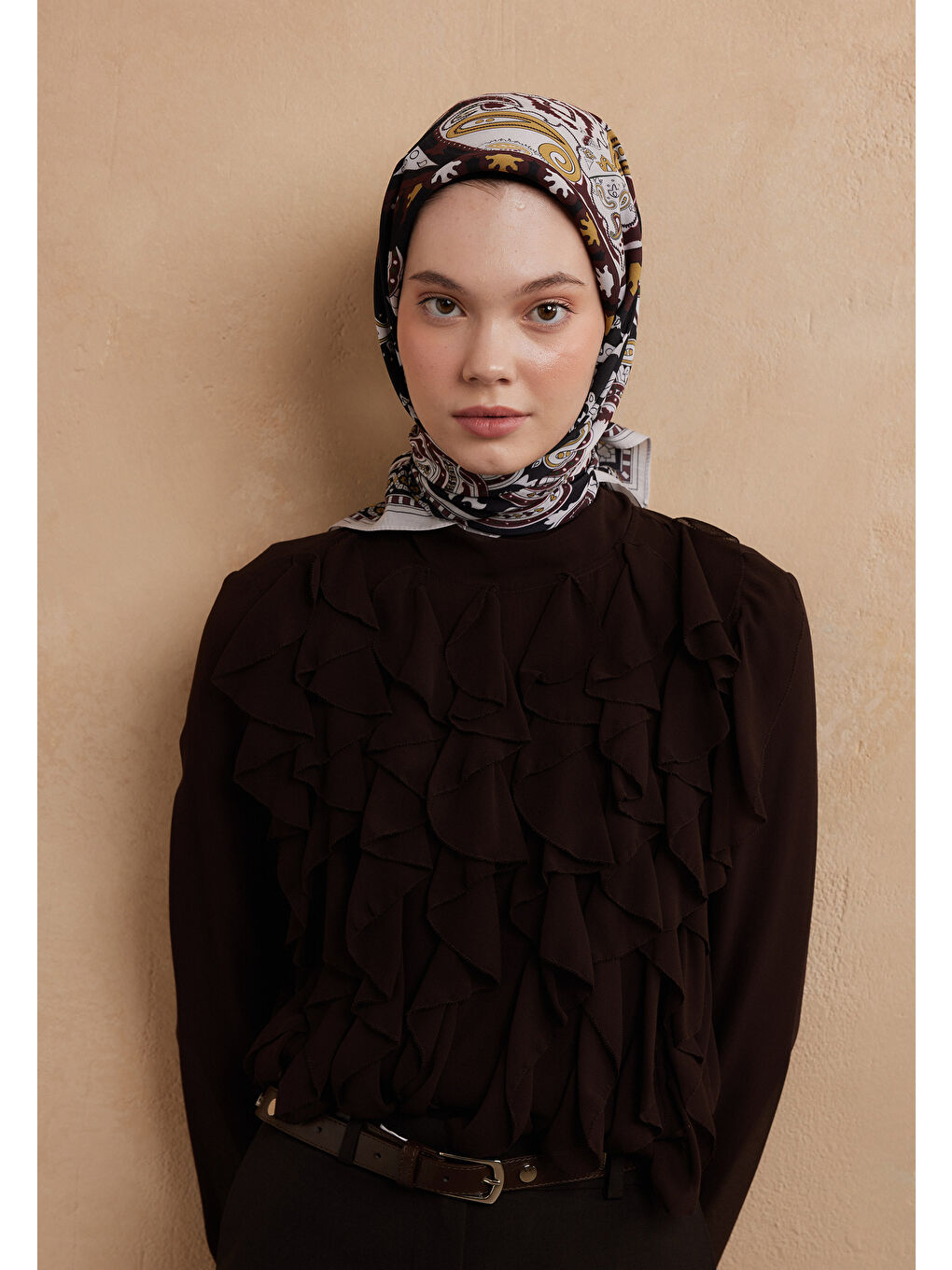 Lena Desen Pamuk İpek Eşarp Siyah-3