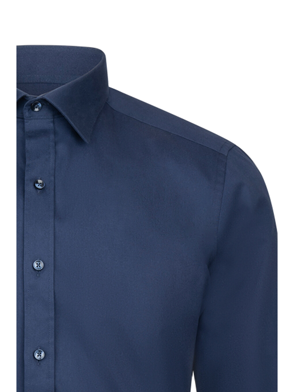 Lacivert Slim Fit Slim Yaka 100% Pamuk Uzun Kollu Flanel Gömlek-2