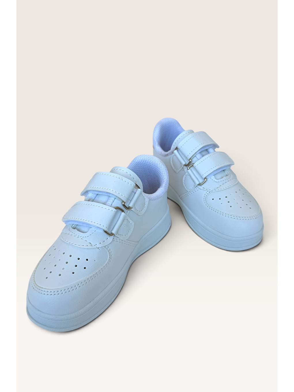 Işıklı Unisex Rahat Hafif Çocuk Spor Ayakkabı Beyaz - Pudra-2