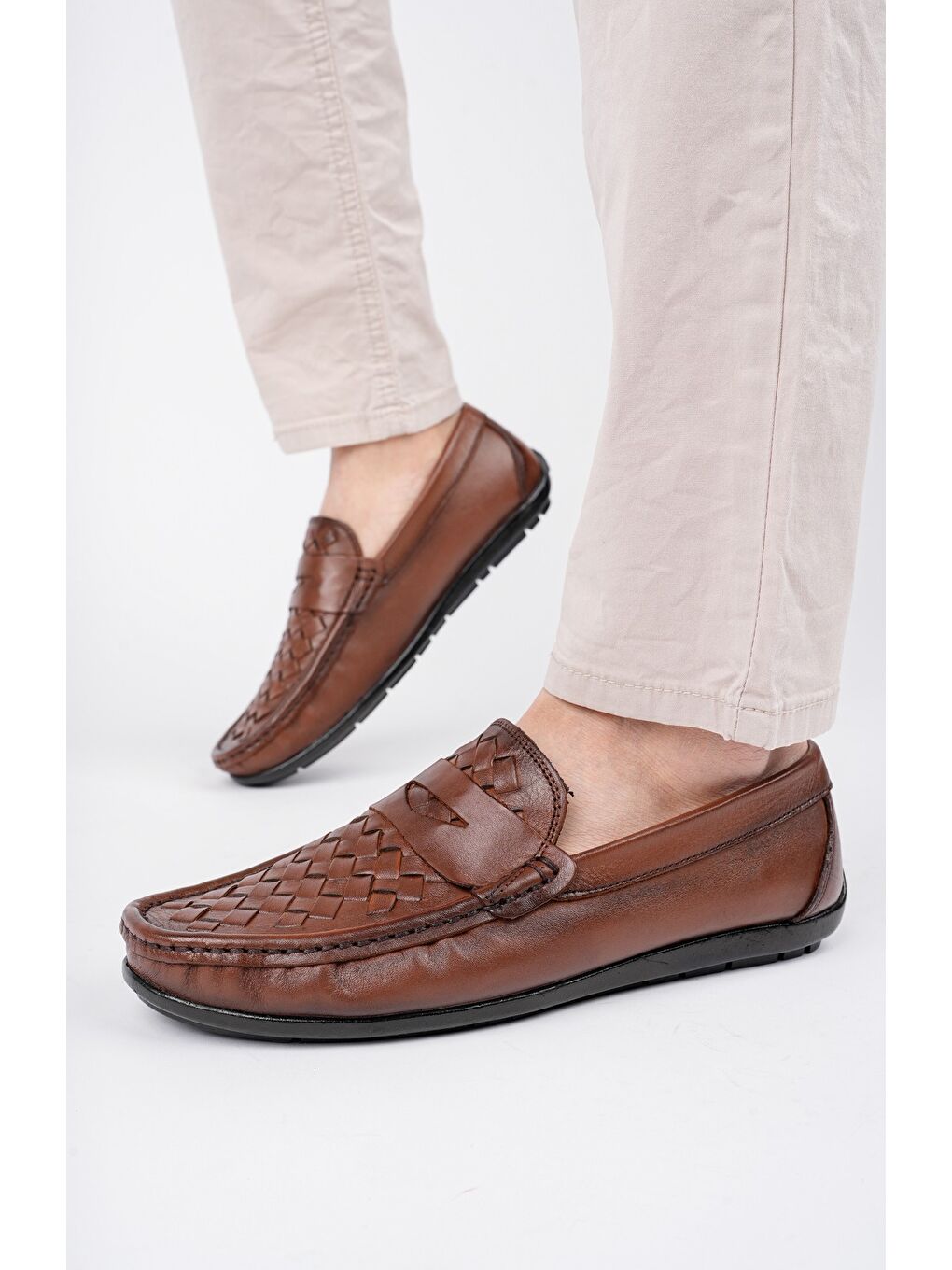 Kahverengi WOLTZ Klasik Hakiki Deri Günlük Erkek Ayakkabı-5