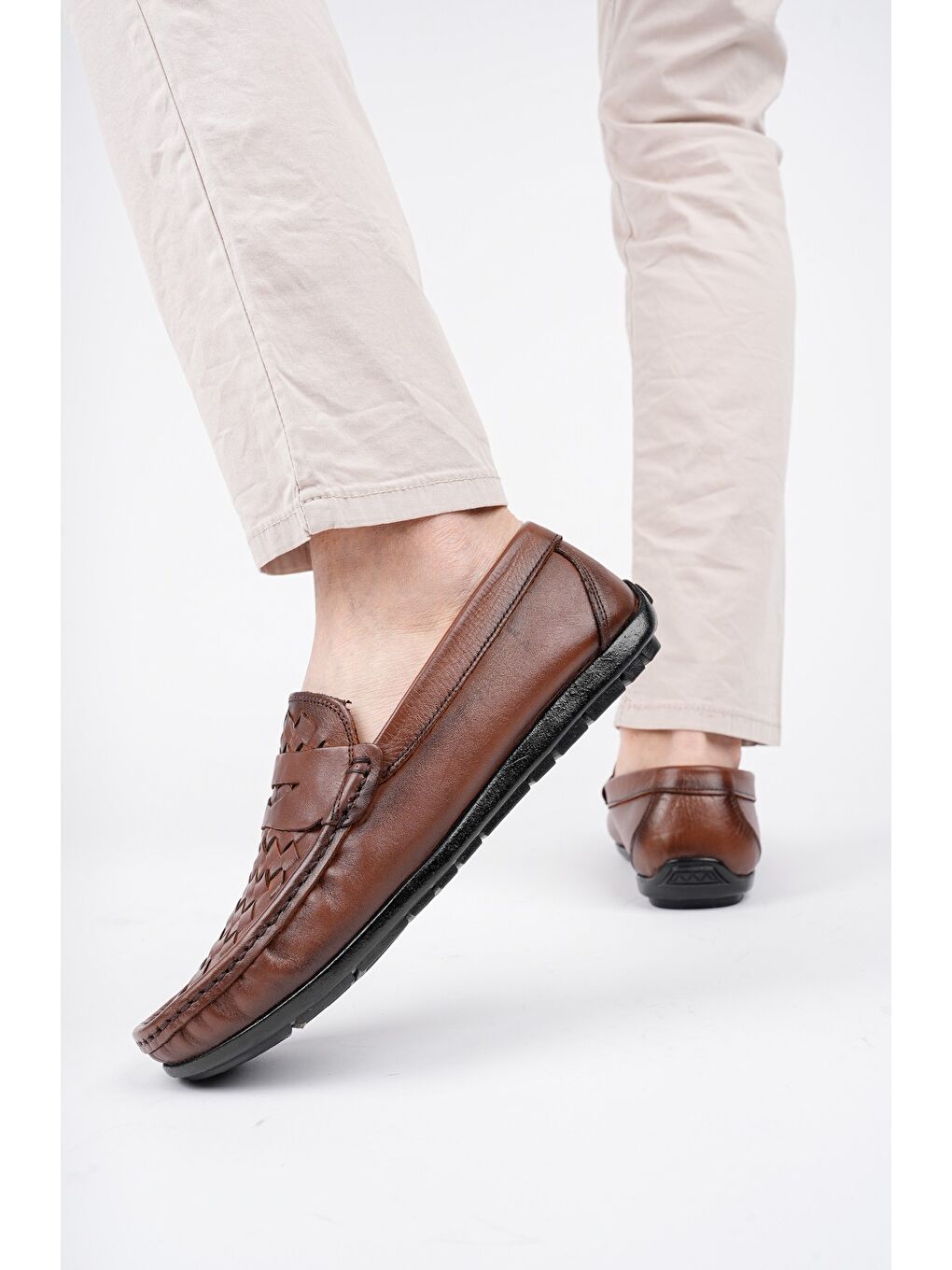 Kahverengi WOLTZ Klasik Hakiki Deri Günlük Erkek Ayakkabı-6