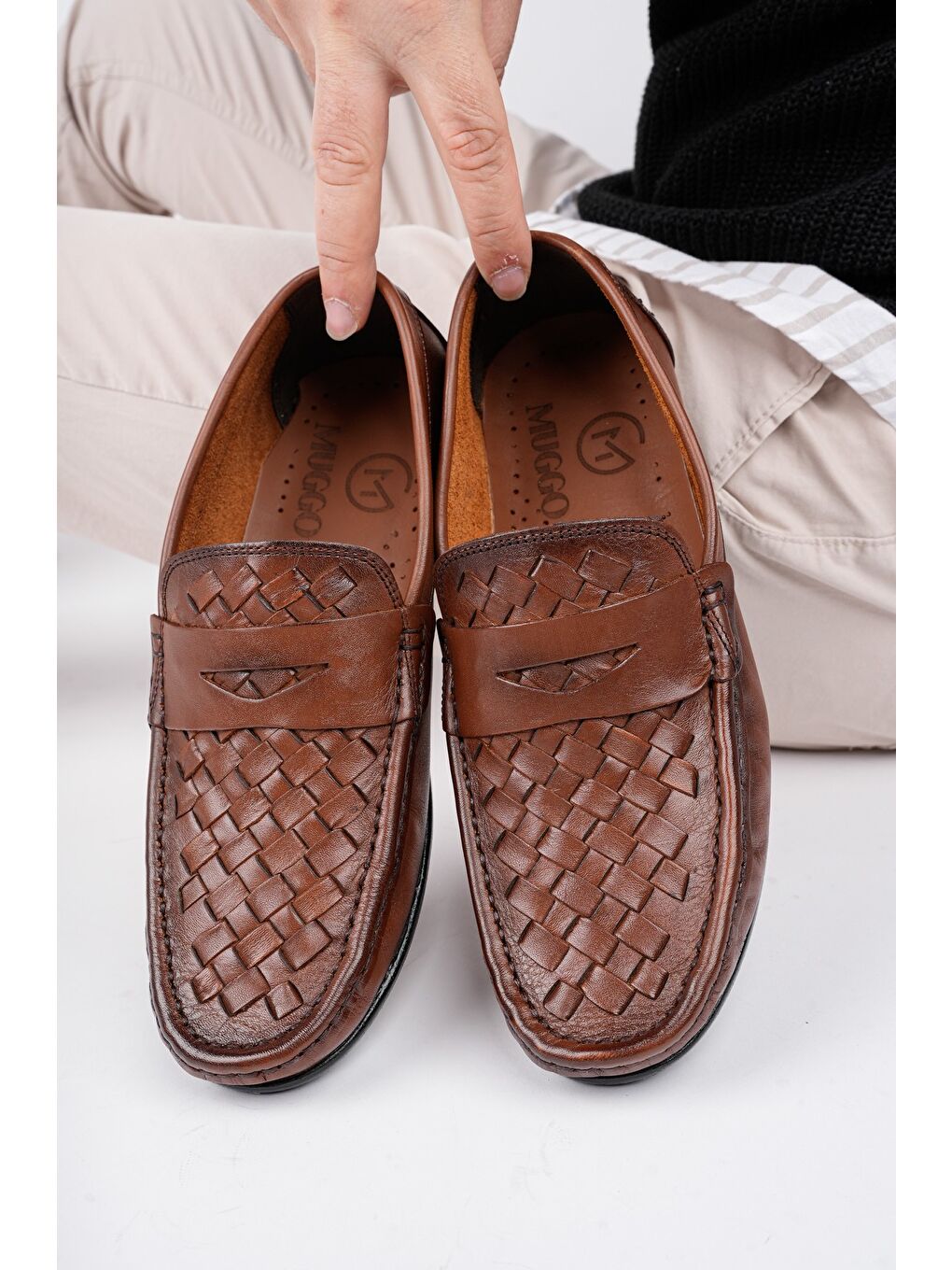 Kahverengi WOLTZ Klasik Hakiki Deri Günlük Erkek Ayakkabı-8