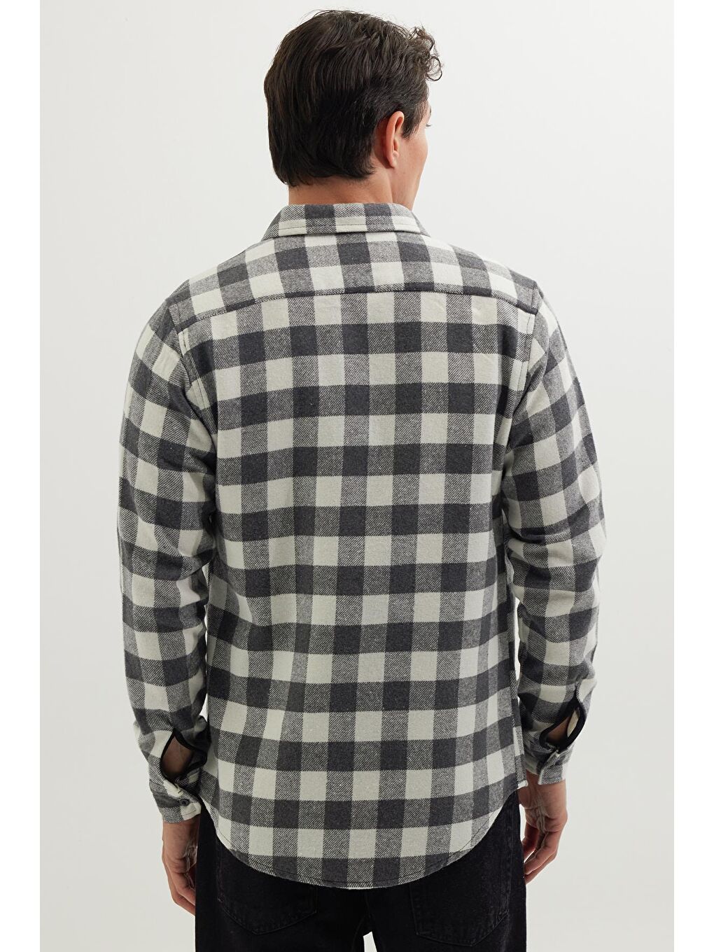 Karışık Erkek Slim Fit Dar Kesim Uzun Kollu Cepli Kareli Dama Desenli Kışlık Oduncu Gömlek-6