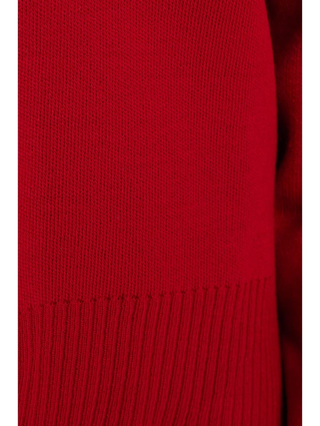 Kadın Oversize Geniş Kesim Bisiklet Yaka Kırmızı Kazak-5