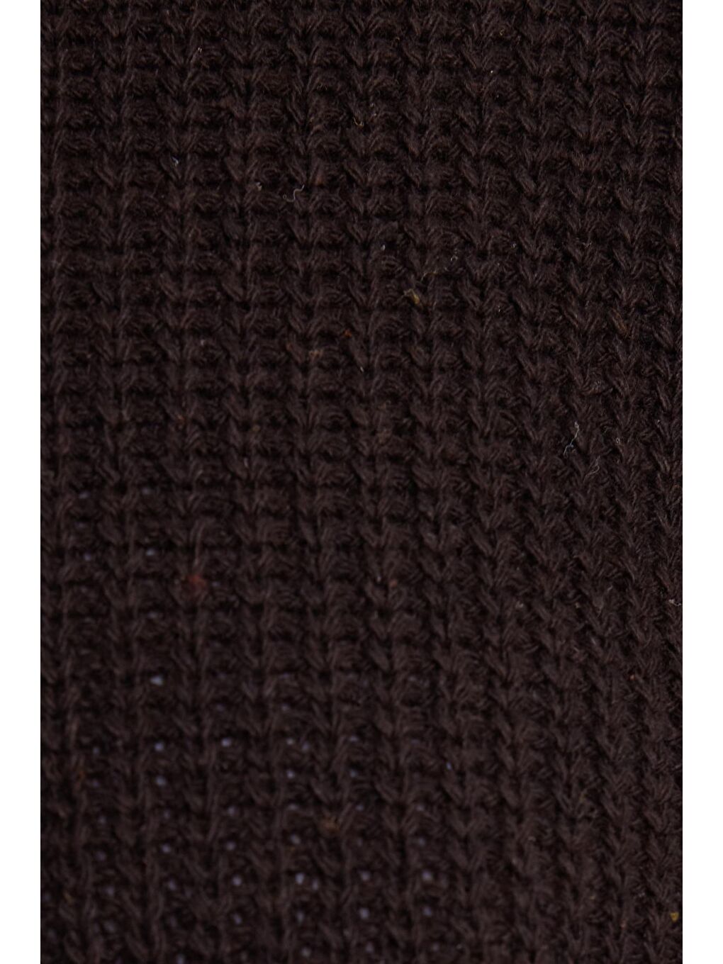 Kadın Oversize Geniş Kesim Örme Detaylı Bisiklet Yaka Kahverengi Kazak-6