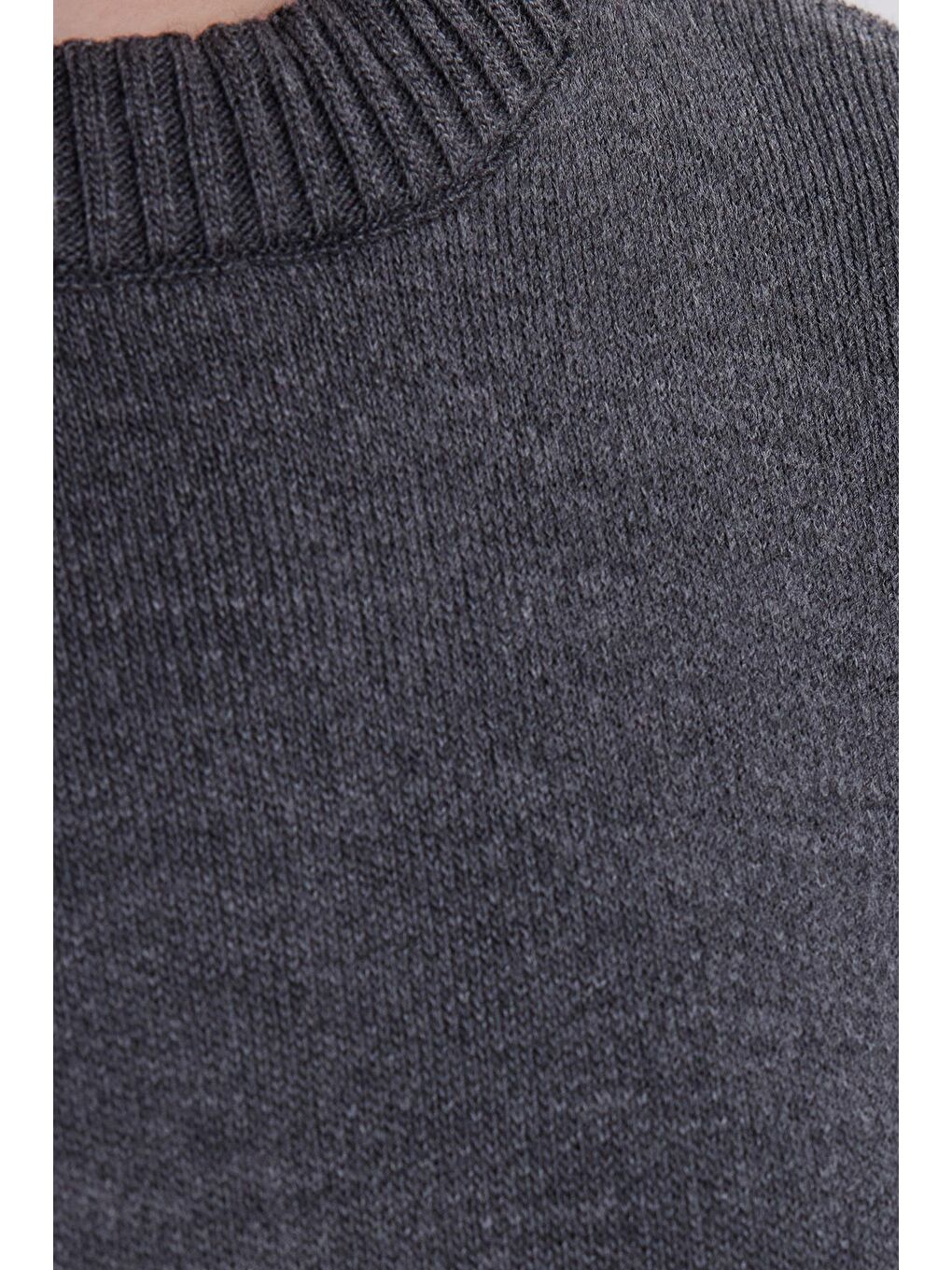 Kadın Oversize Geniş Kesim Bisiklet Yaka Antrasit Kazak-5