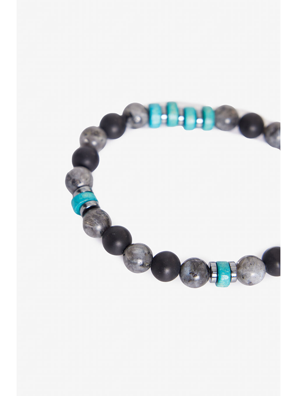 Erkek Siyah-Turkuaz Doğal Taş Boncuk Bileklik-1