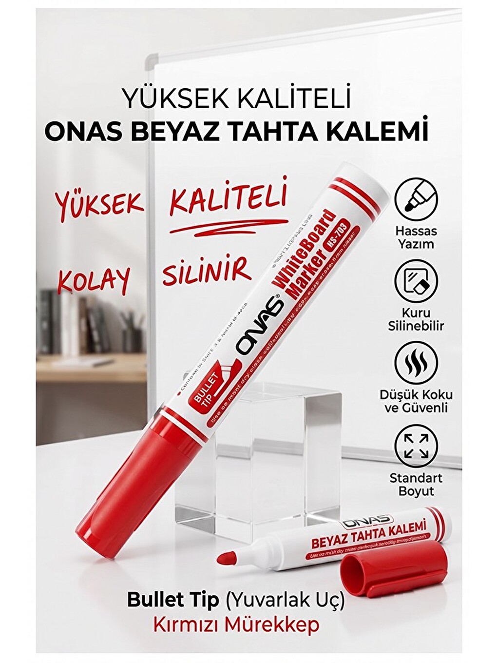 Beyaz Yazı Tahta Kalemi 1 Adet Onas Yazı Tahta Kalemi Kolay Silinebilir Tahta Kalemi