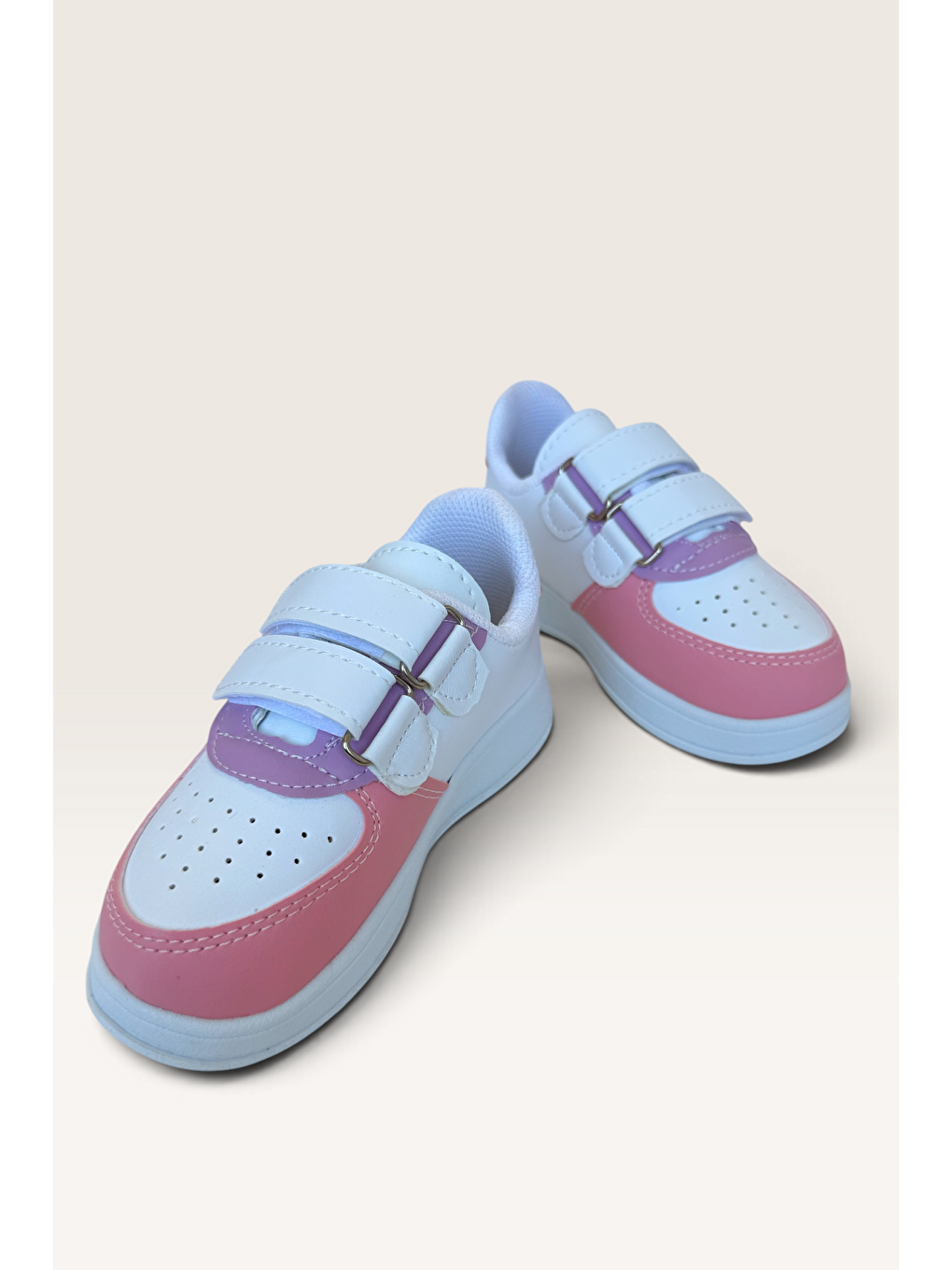 Pembe Işıklı Unisex Rahat Hafif Çocuk Spor Ayakkabı Pudra - Turuncu-2