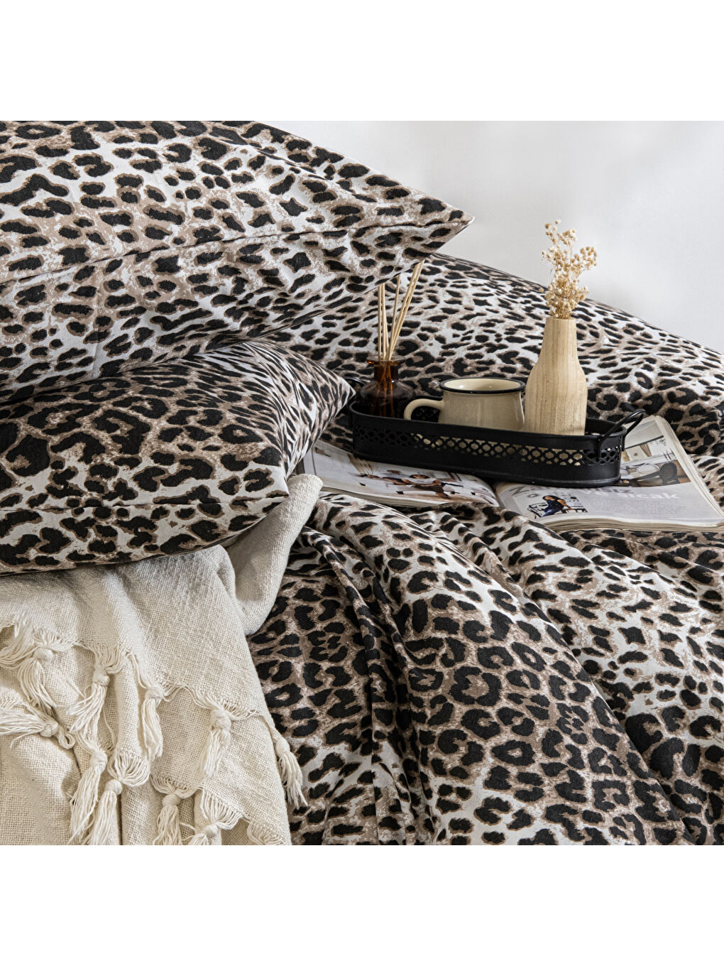 Kahverengi Home Wild Çift Kişilik Nevresim Takımı 4 Parça-3