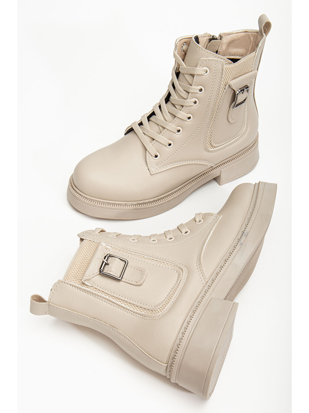 Bej D1780 Soğuk Geçirmez Kışlık Kadın Bot & Bootie-1