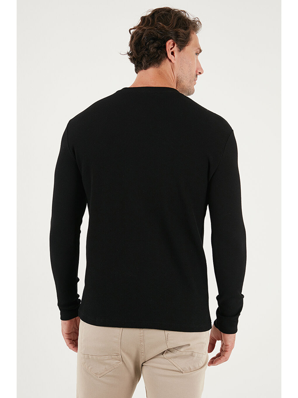 Siyah Pamuklu Bisklet Yaka Slim Fit Basic 3'lü Paket Sweat 5905073S3-4