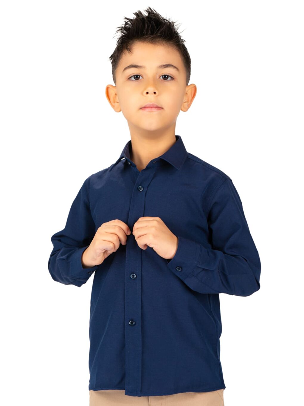 Lacivert Düz Renk Erkek Çocuk Gömlek MNK0575-2