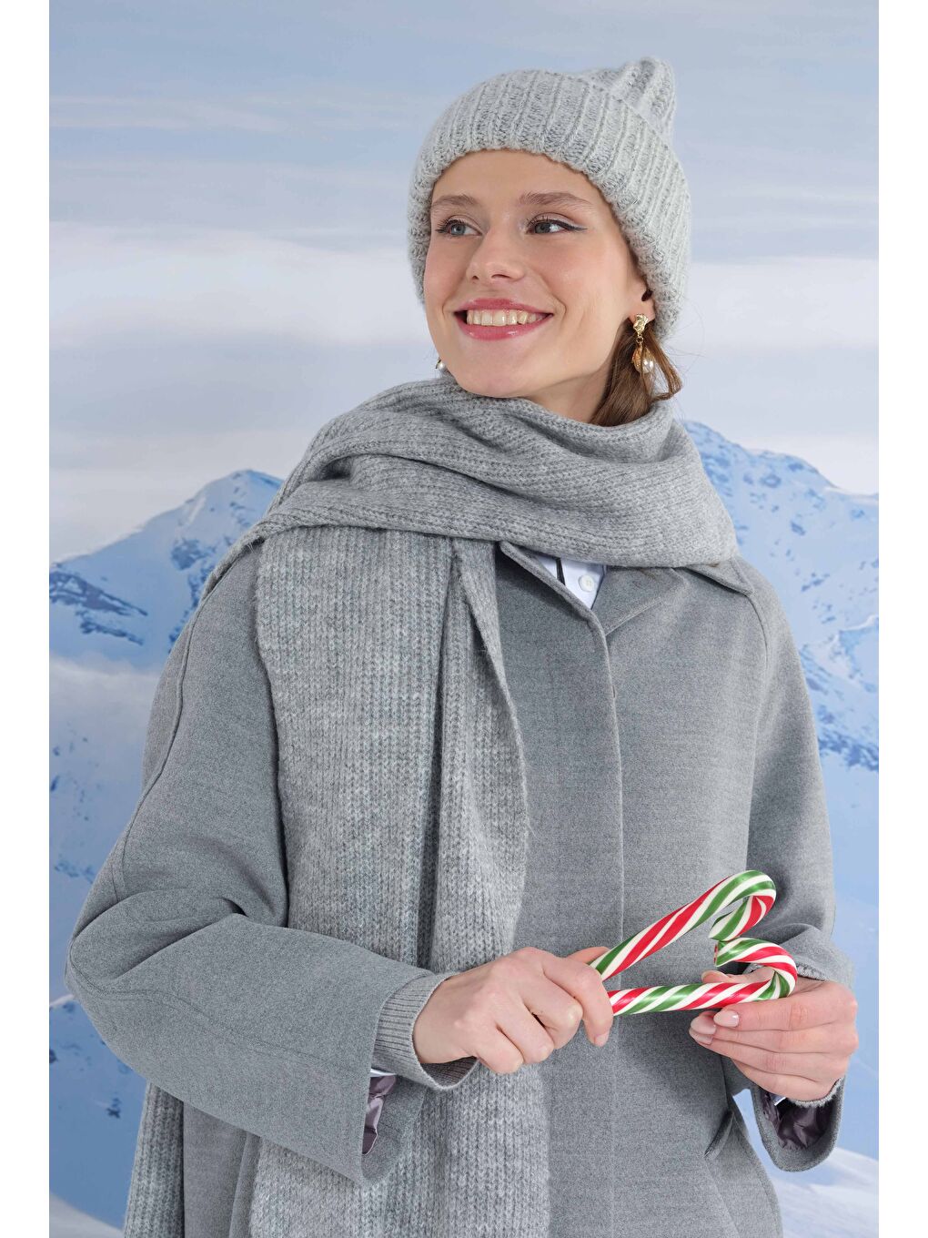 Gri Uzun Kaşe Kaban Duman-4