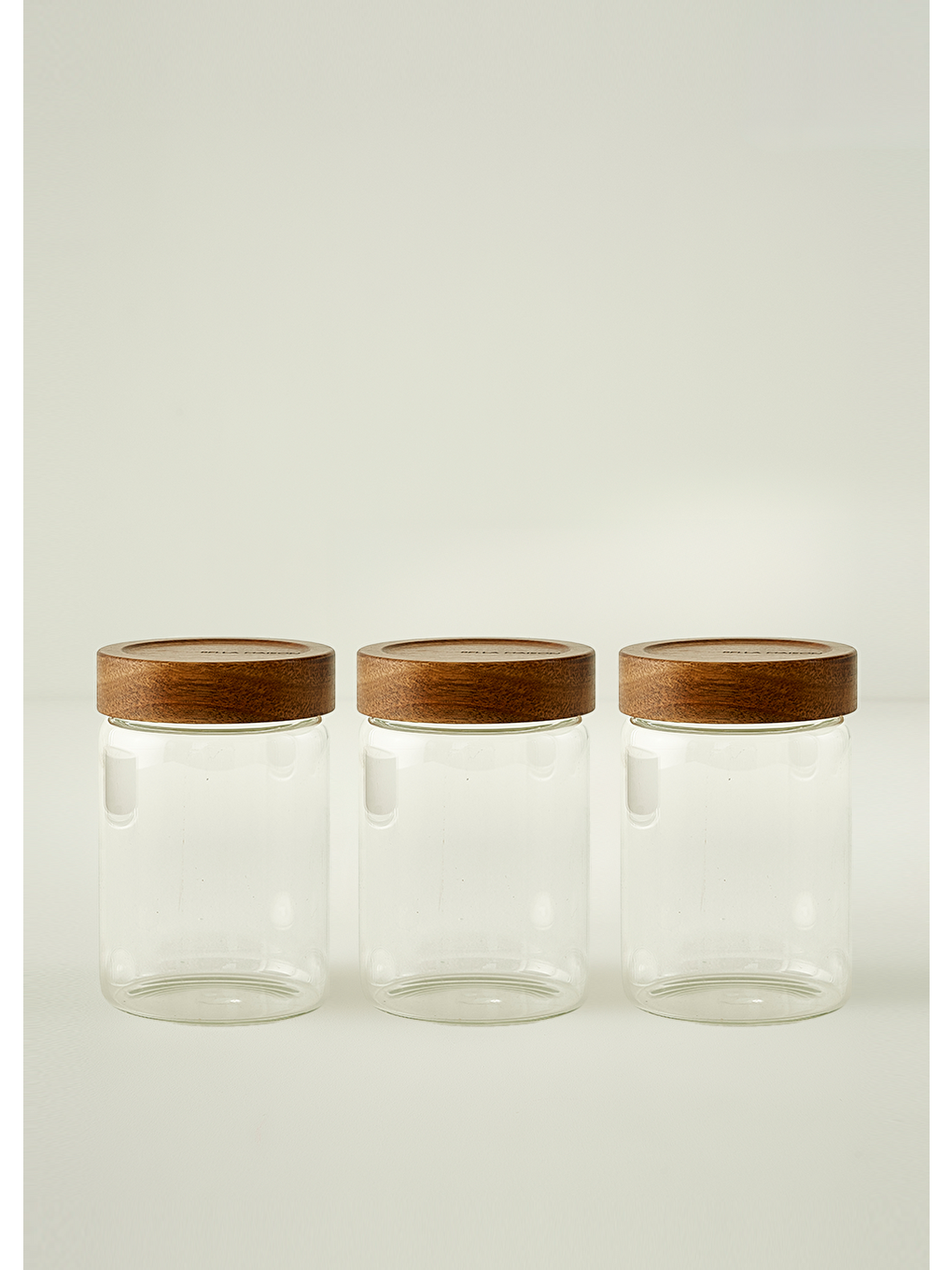 Bej Austin Ahşap Kapaklı 3'lü Kavanoz Seti Naturel (850 cc)