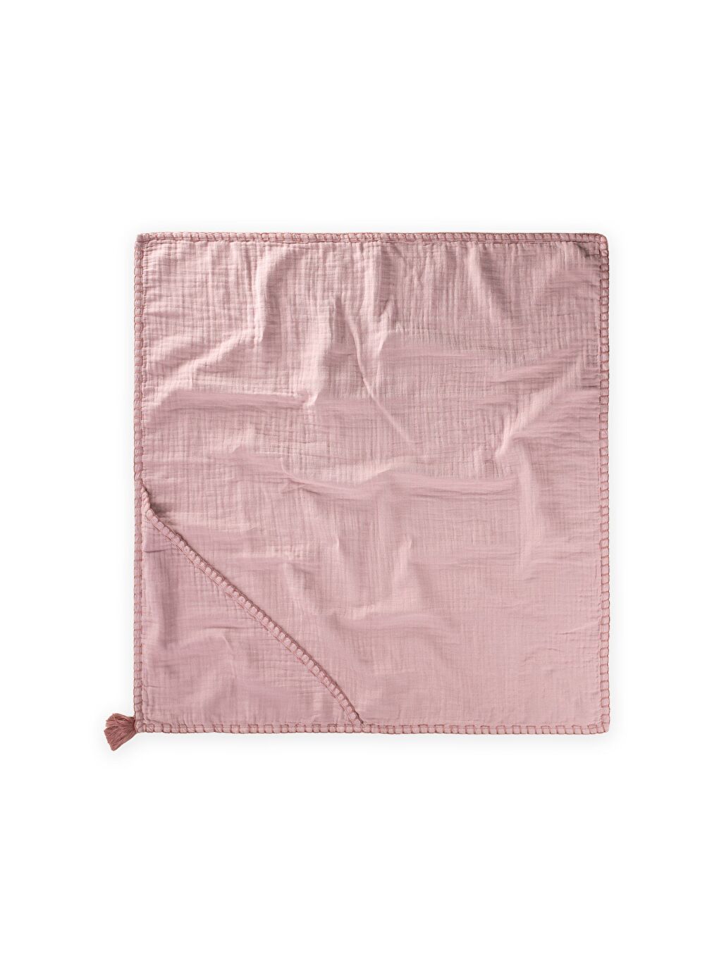 Lila Çift Kat El İşi Müslin Üçgen Havlu (Yıkanmıştır) 75X75 Cm Leylak-1