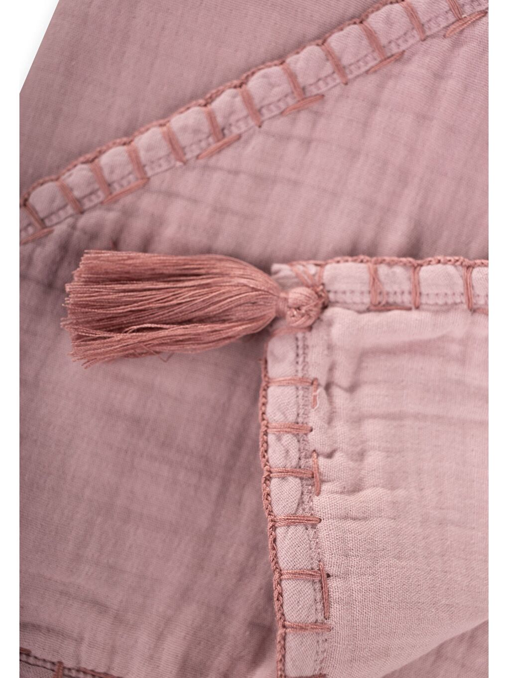 Lila Çift Kat El İşi Müslin Üçgen Havlu (Yıkanmıştır) 75X75 Cm Leylak-2