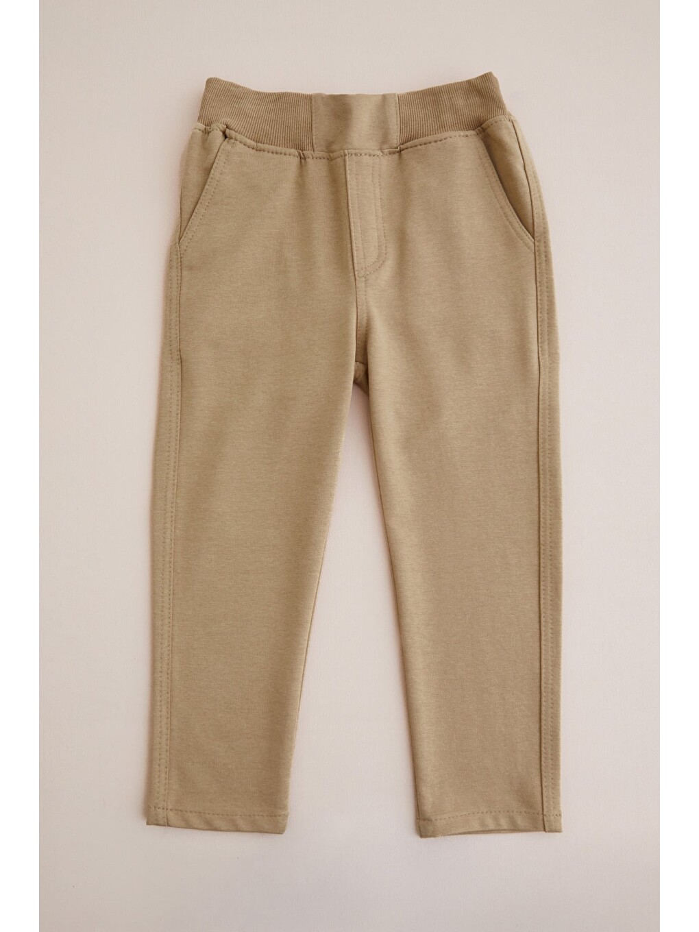 Kahverengi Beli Bağcıklı Penye Kumaş Unisex Çocuk Pantolon