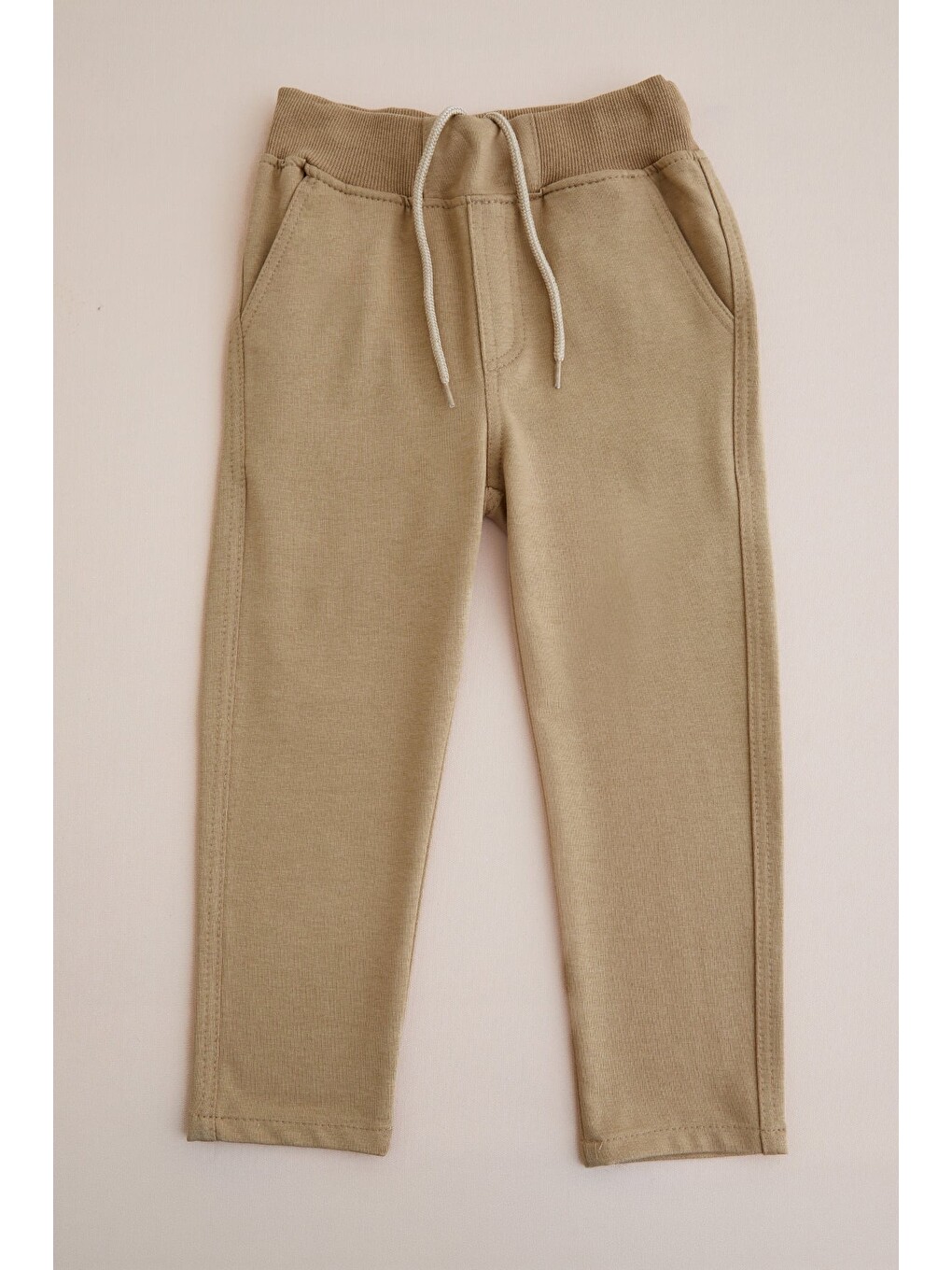 Kahverengi Beli Bağcıklı Penye Kumaş Unisex Çocuk Pantolon-2