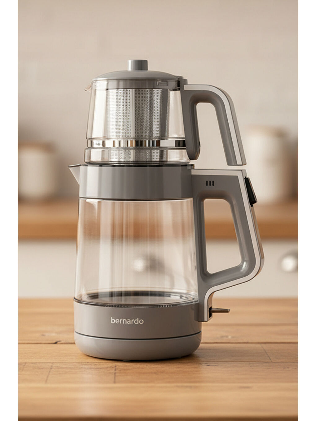 Napoli Cam Demlikli Çay Makinesi Bej-5