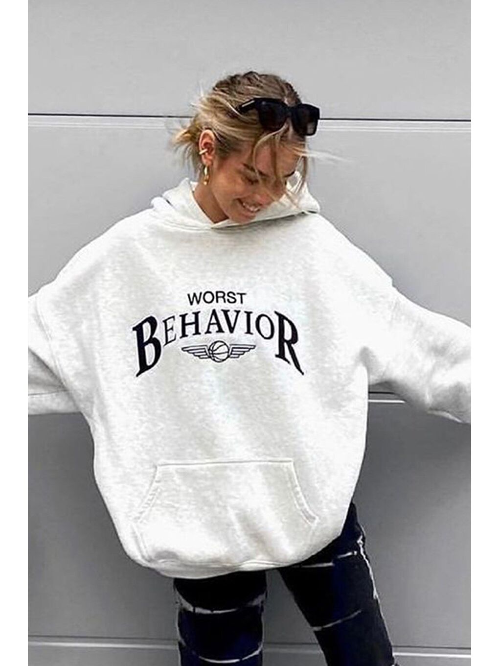 Beyaz Karmelanj Kadın Sweatshirt Mg853