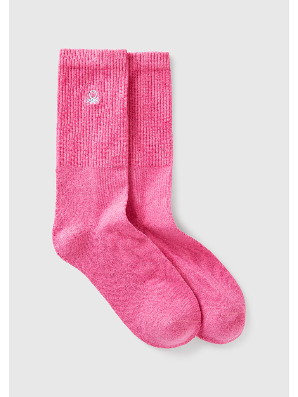 Unisex Pembe Benetton Logolu Soket Çorap