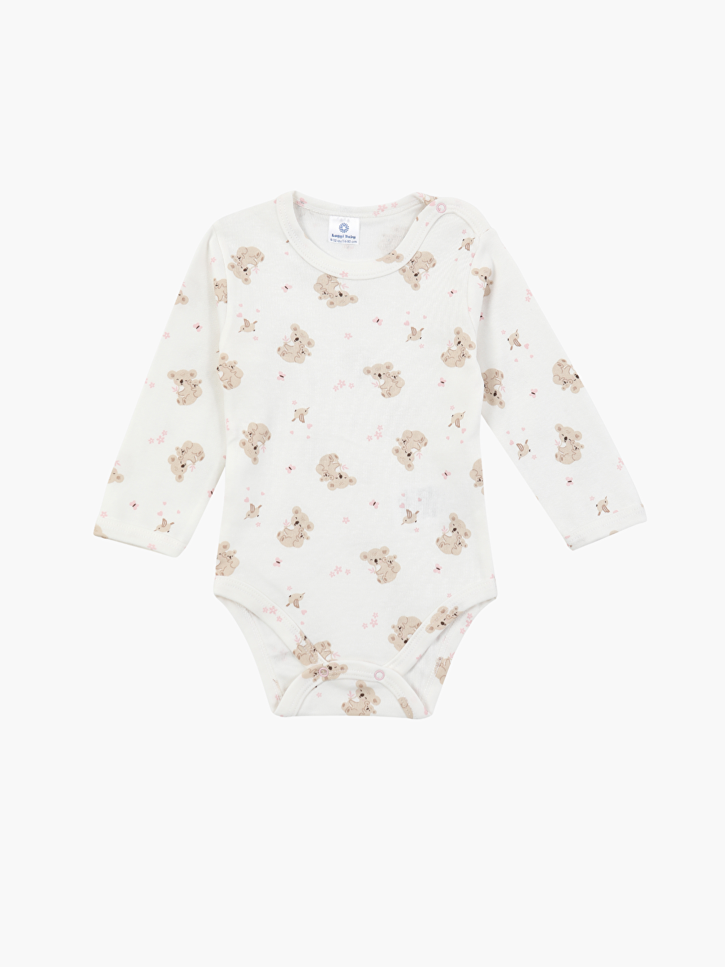 Pembe Bisiklet Yaka Baskılı Uzun Kollu Kız Bebek Çıtçıtlı Body 2'li-2