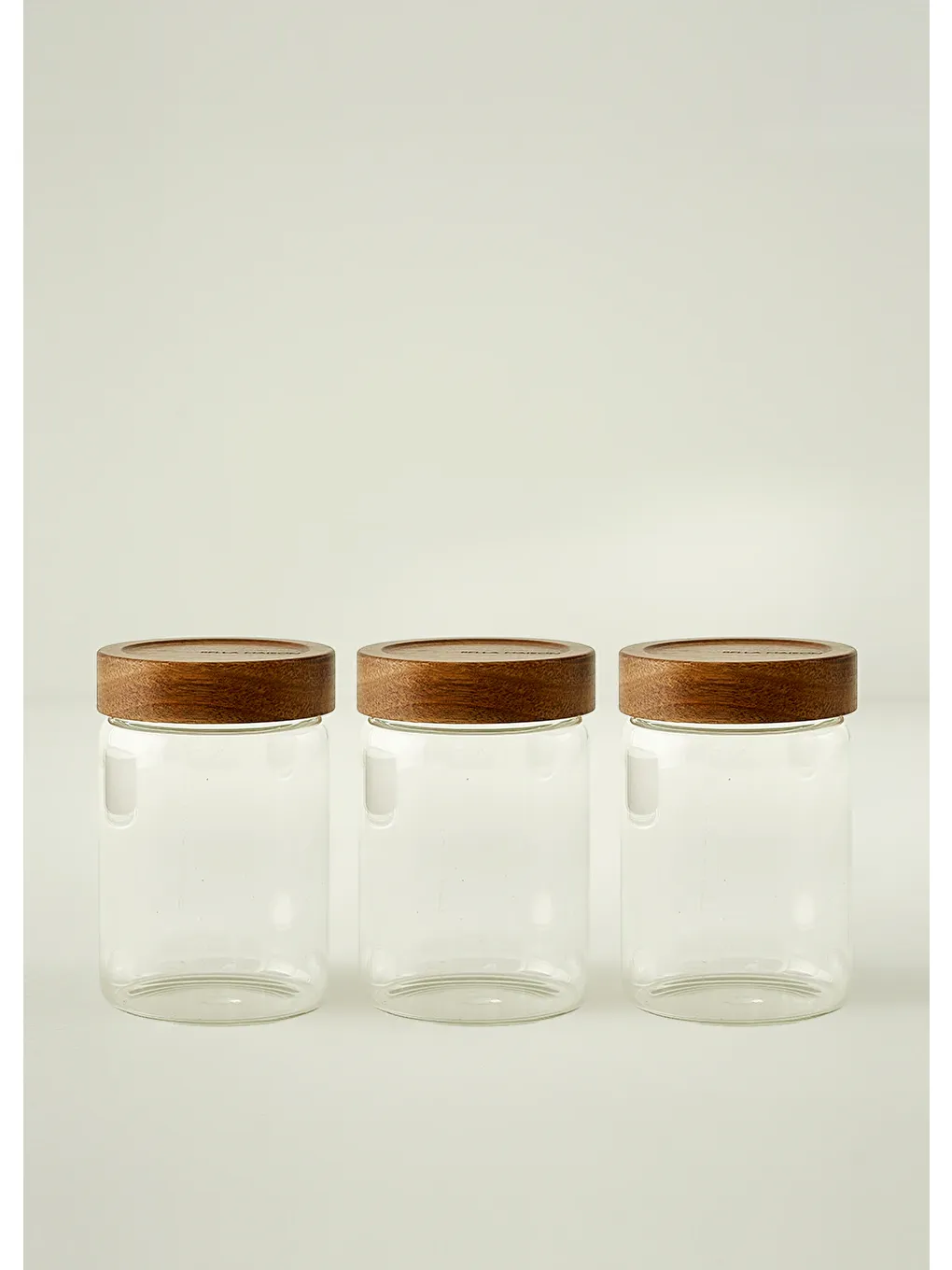 Bej Austin Ahşap Kapaklı 3'lü Kavanoz Seti Naturel (850 cc)-5