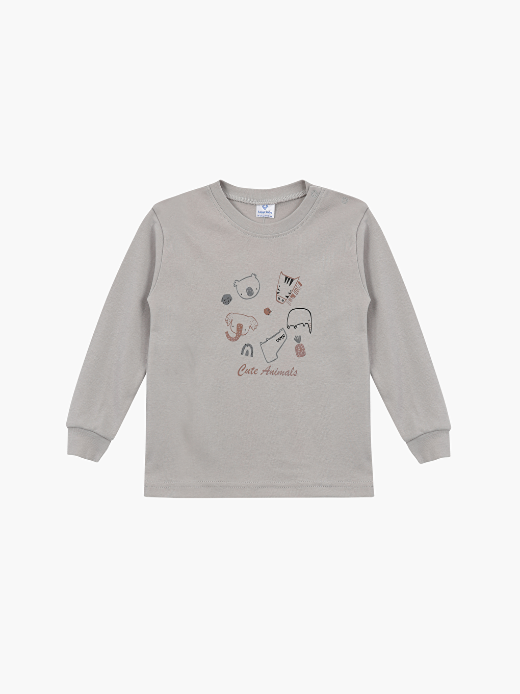 Ekru Bisiklet Yaka Uzun Kollu Erkek Bebek Pijama Takımı-1