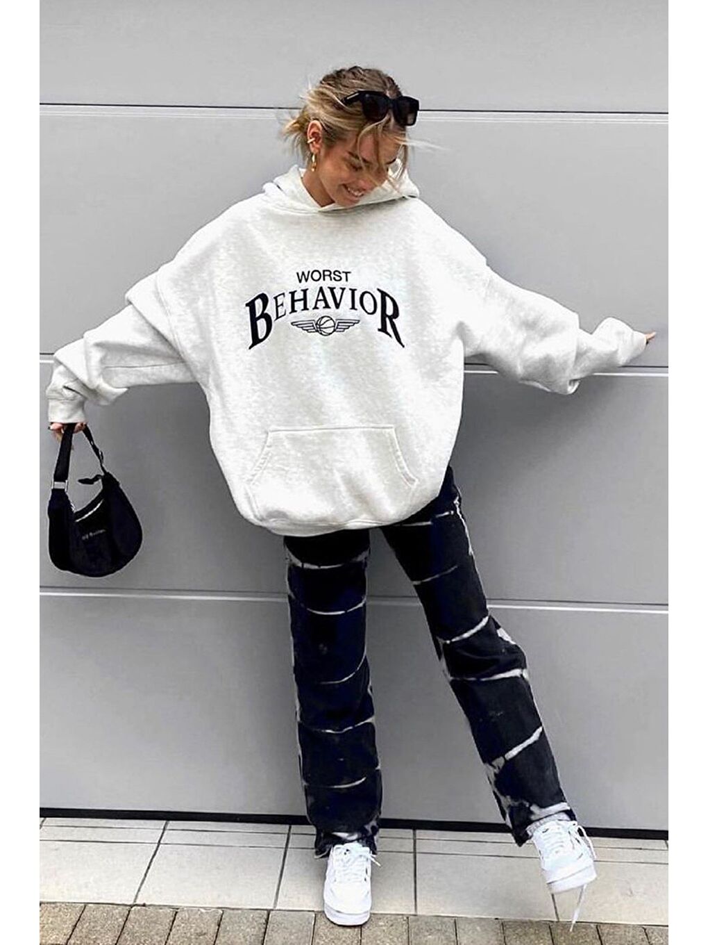 Beyaz Karmelanj Kadın Sweatshirt Mg853-1