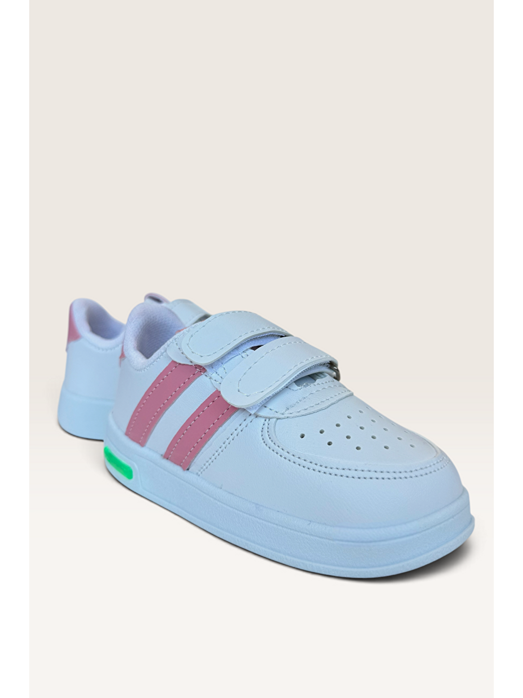 Işıklı Unisex Rahat Hafif Çocuk Spor Ayakkabı Beyaz - Pembe-1
