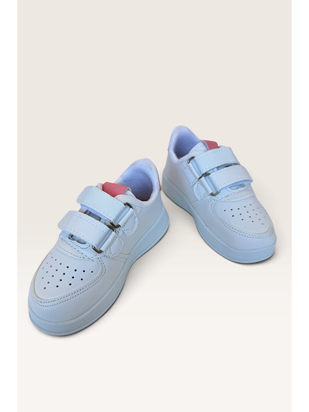 Işıklı Unisex Rahat Hafif Çocuk Spor Ayakkabı Beyaz - Pembe-2