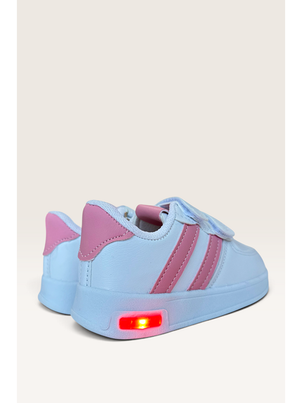 Işıklı Unisex Rahat Hafif Çocuk Spor Ayakkabı Beyaz - Pembe-3