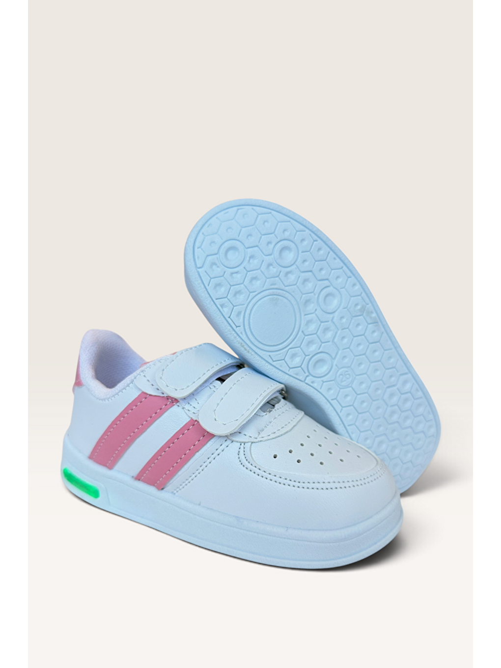 Işıklı Unisex Rahat Hafif Çocuk Spor Ayakkabı Beyaz - Pembe-4