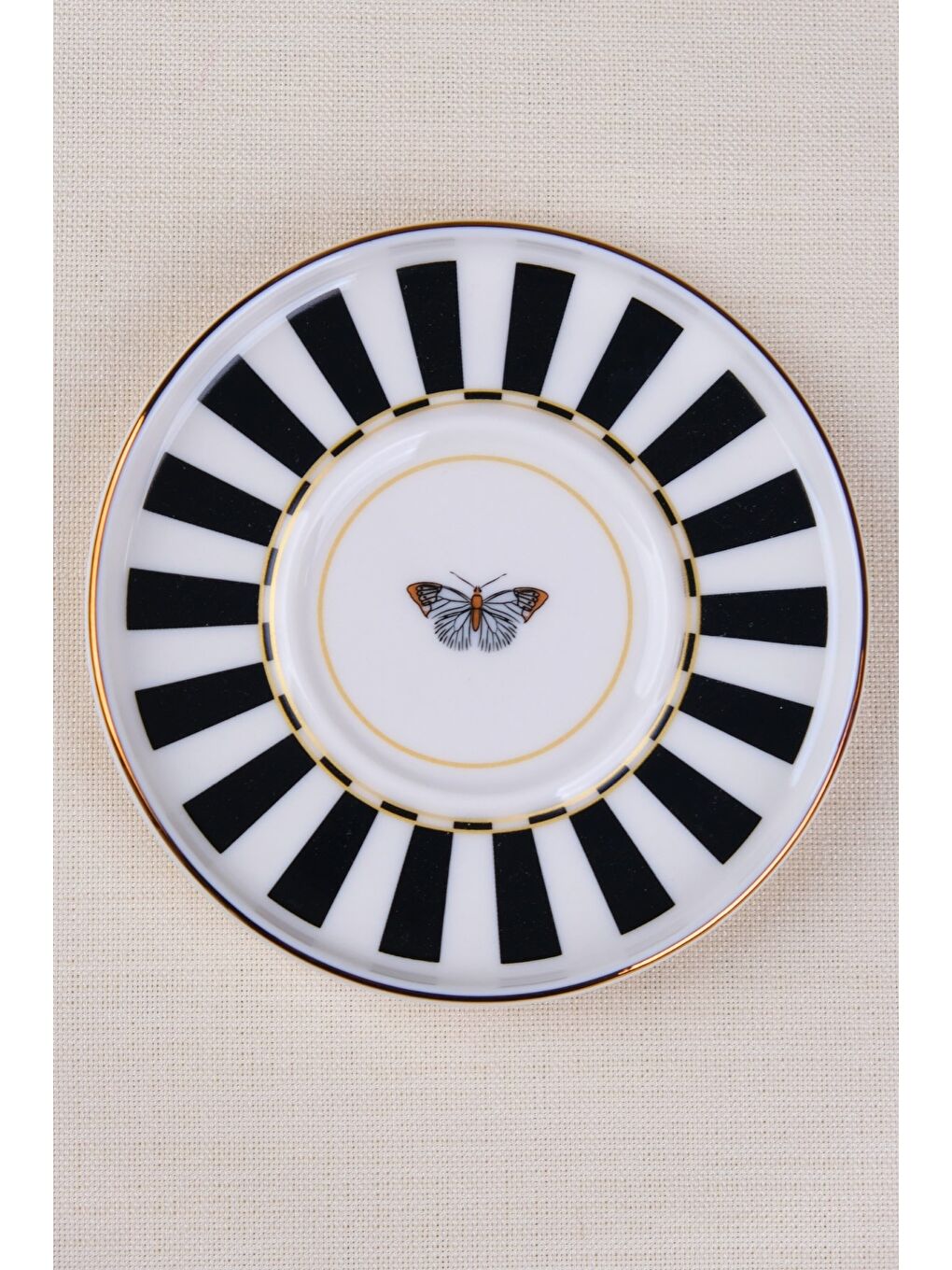Karışık Porselen Butterfly Collection Altın Yaldızlı Çay Tabağı 11,8cm Siyah Tekli-2
