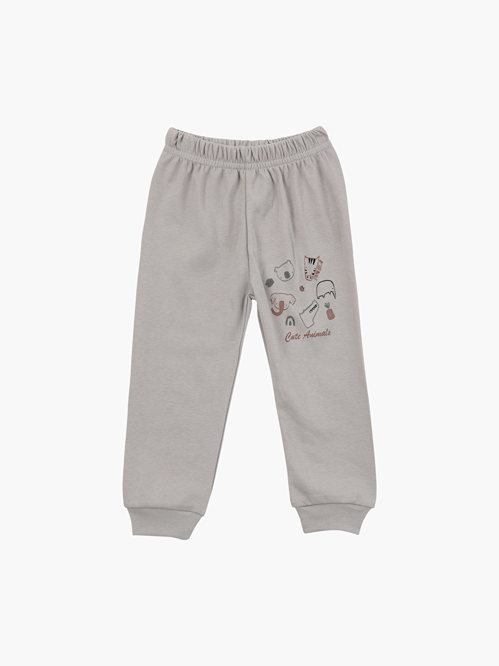 Ekru Beli Lastikli Erkek Bebek Pijama Alt 2'li-1