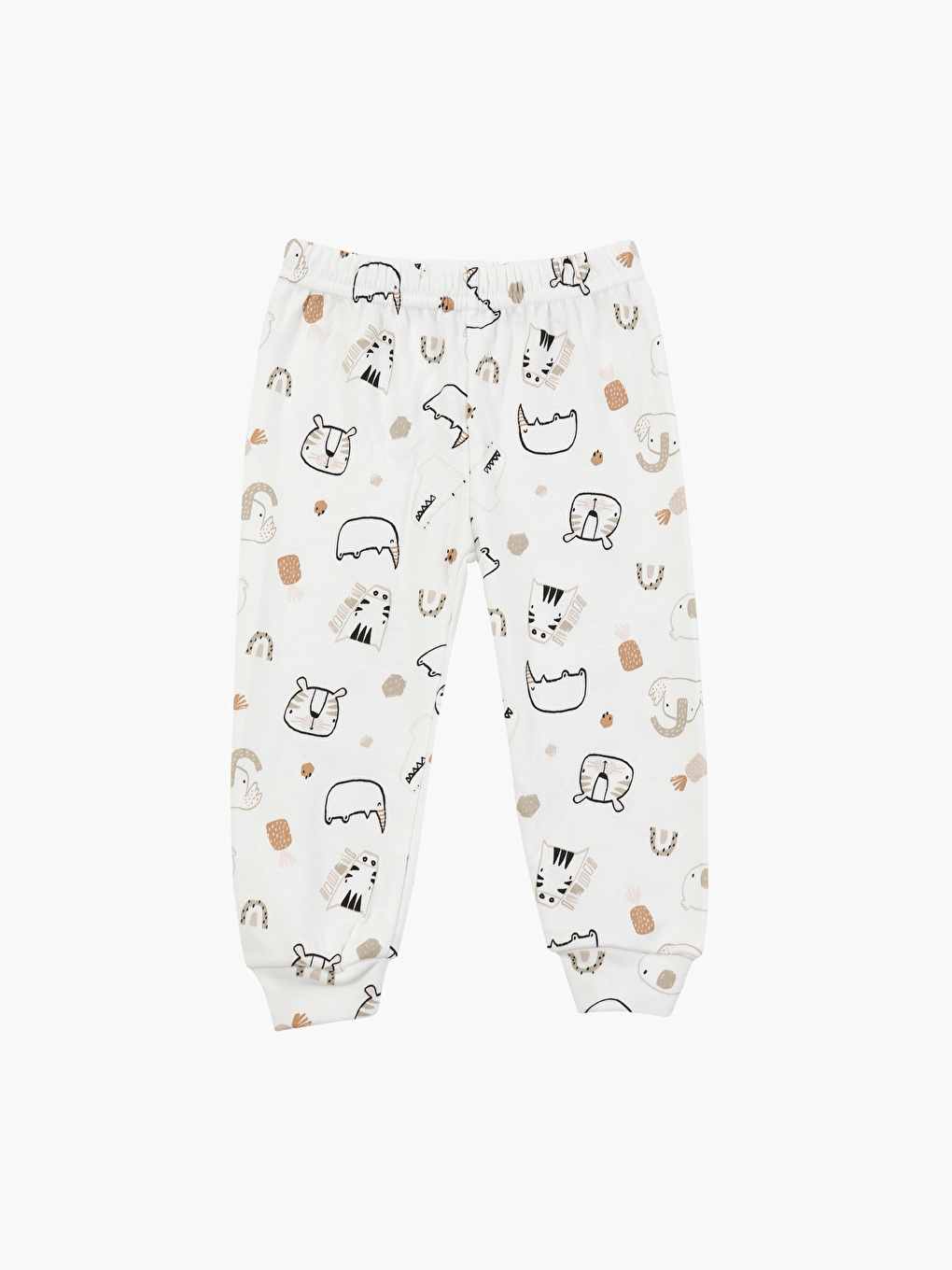 Ekru Beli Lastikli Erkek Bebek Pijama Alt 2'li-2