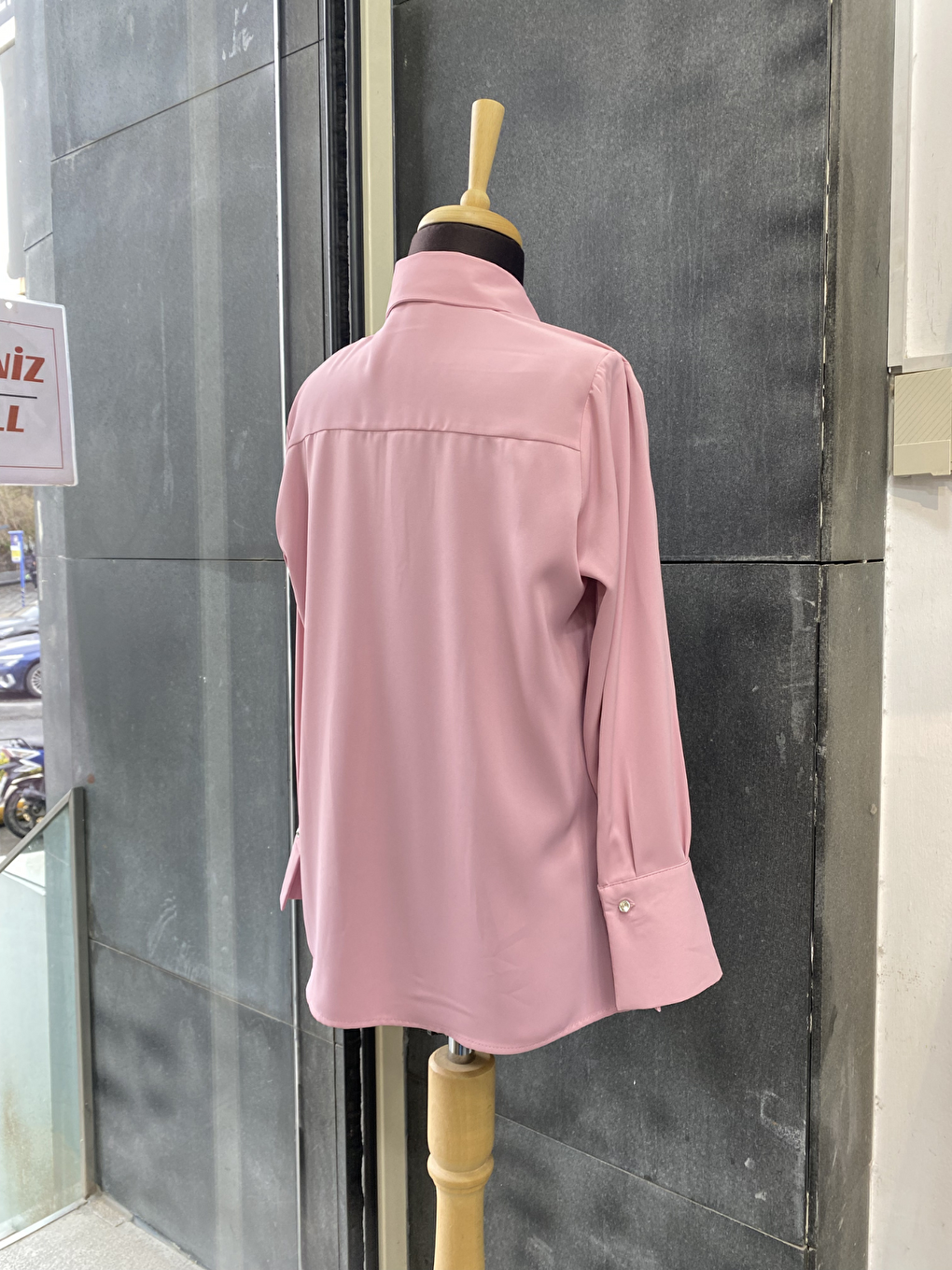 Pembe Pile Detaylı ParisFular Yaka Gömlek-4