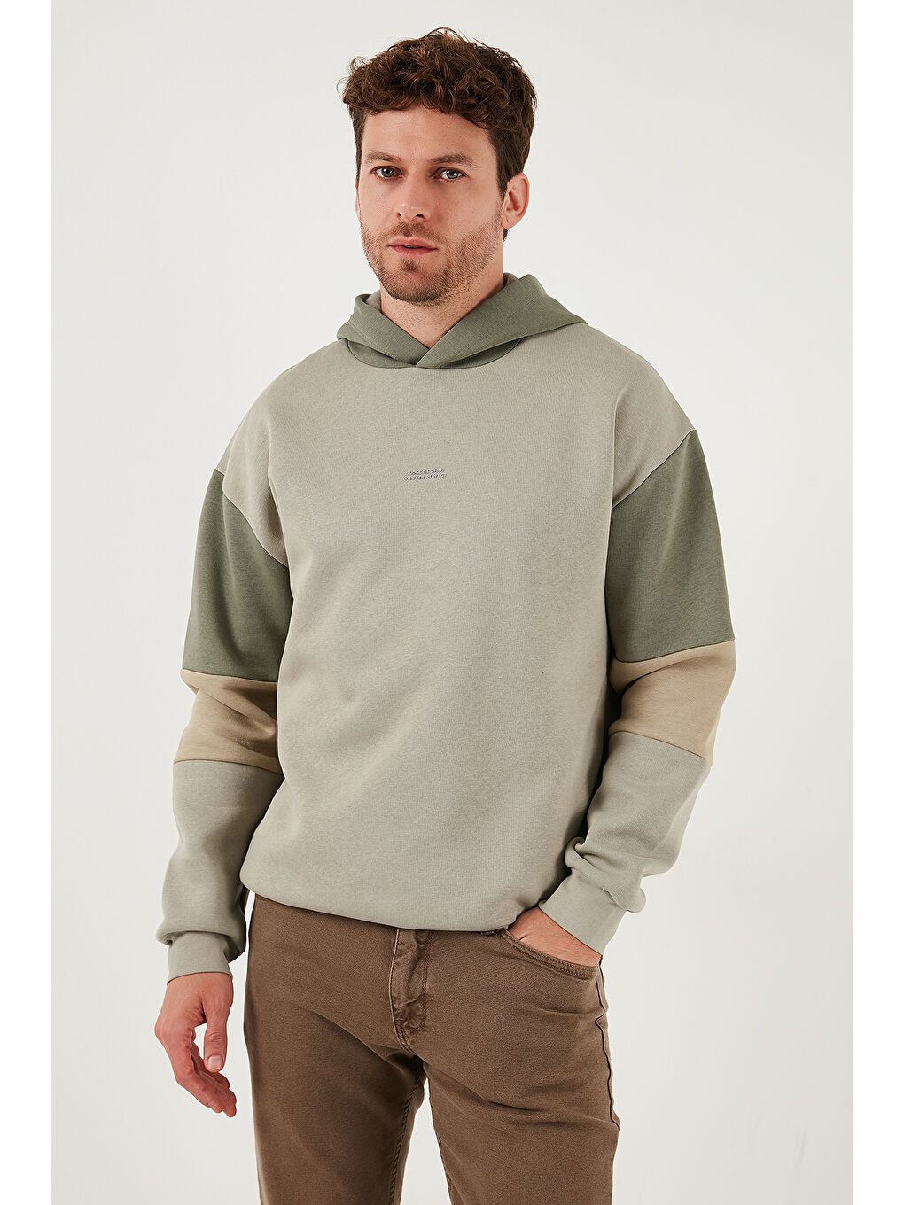 Haki Pamuklu Relaxed Fit Kapüşonlu İçi Tüylü Yumuşak Şardonlu 2' li Paket Sweat 5905299S2-2