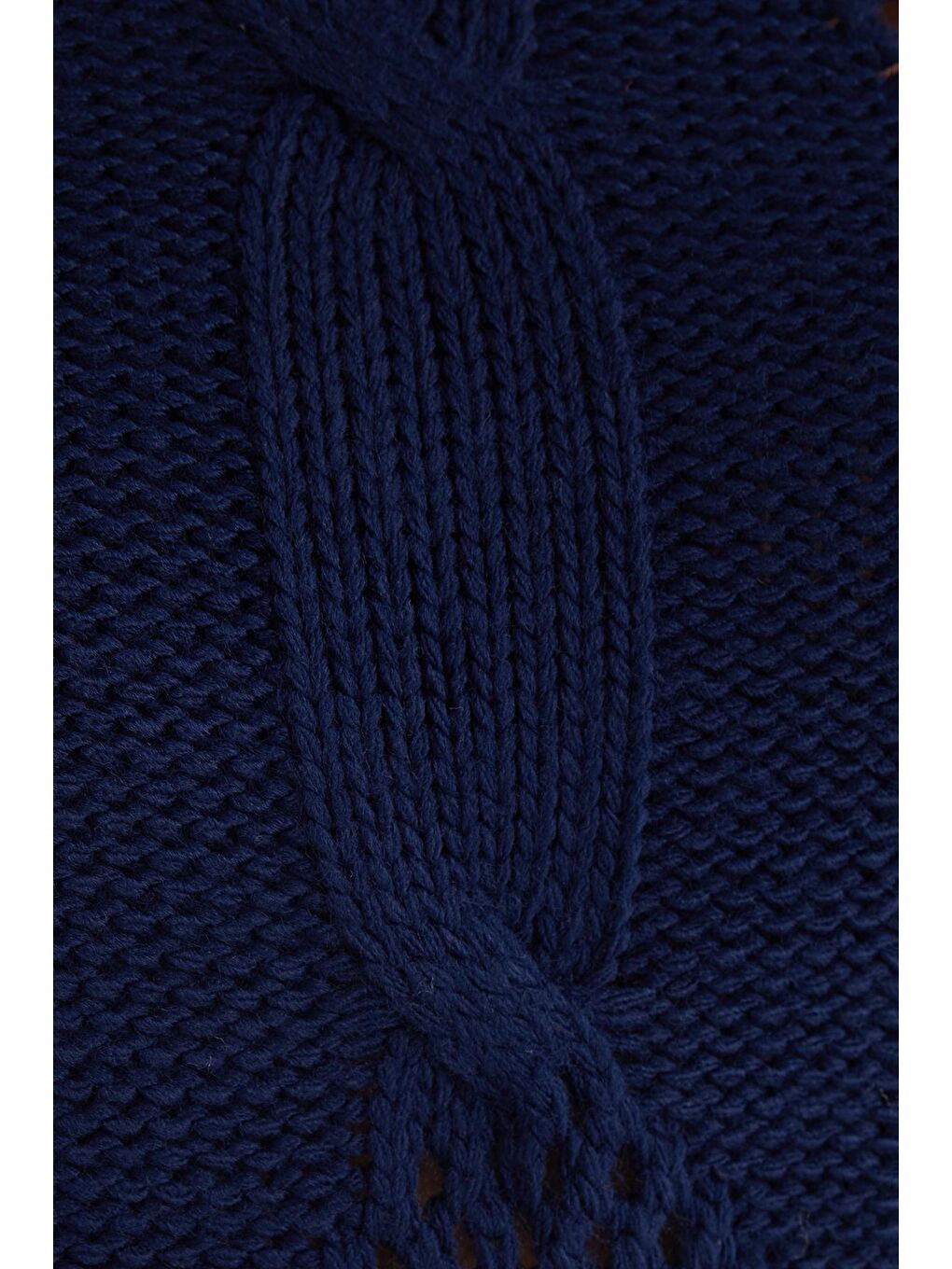 Kadın Regular Fit Klasik Kesim Yarım Balıkçı Yaka Örgü Desenli Lacivert Kazak-5