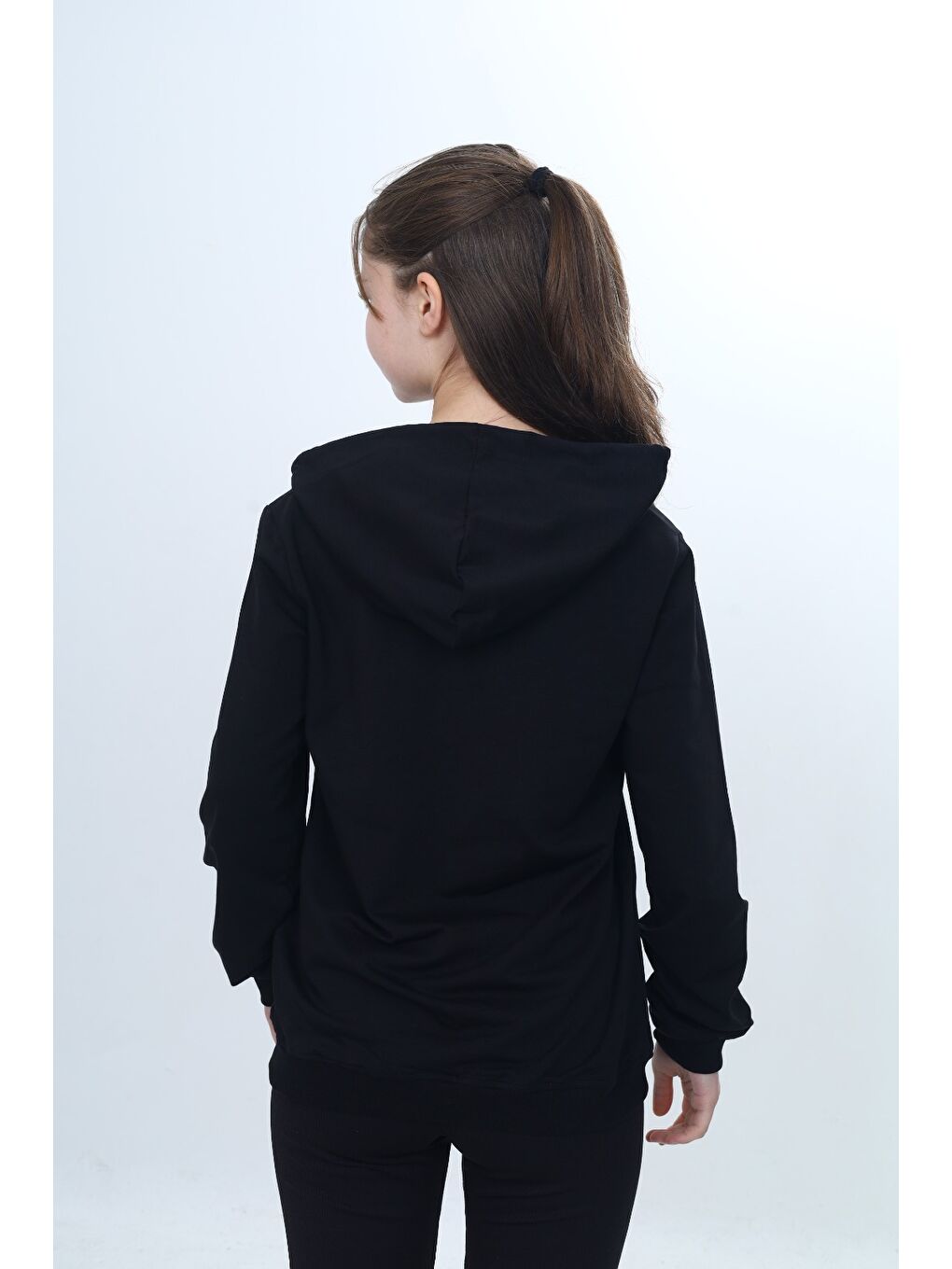 Siyah Unisex Çocuk Pi Sayı Baskılı  Regular Kapüşonlu Sweatshirt-4