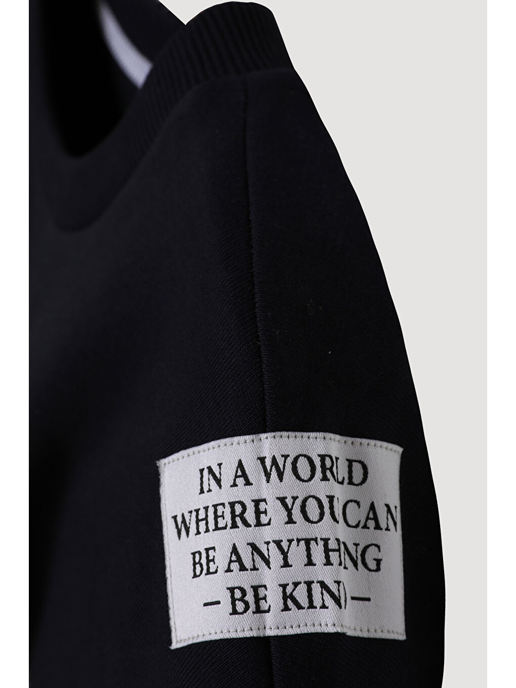 Kolları Çizgi Matchli Beli Lastikli Sweatshirt Lacivert-2